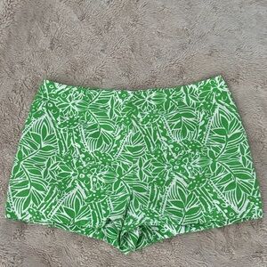 Lilly Pulitzer Green Leaf Print High Waist Shorts
